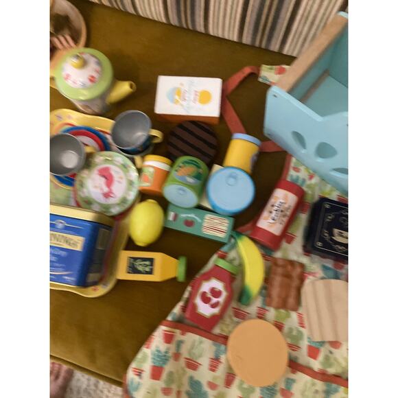 LOT Pretend Imagination Play Kitchen & Cooking Food + Tea Set Cookies Apron - Picture 2 of 6